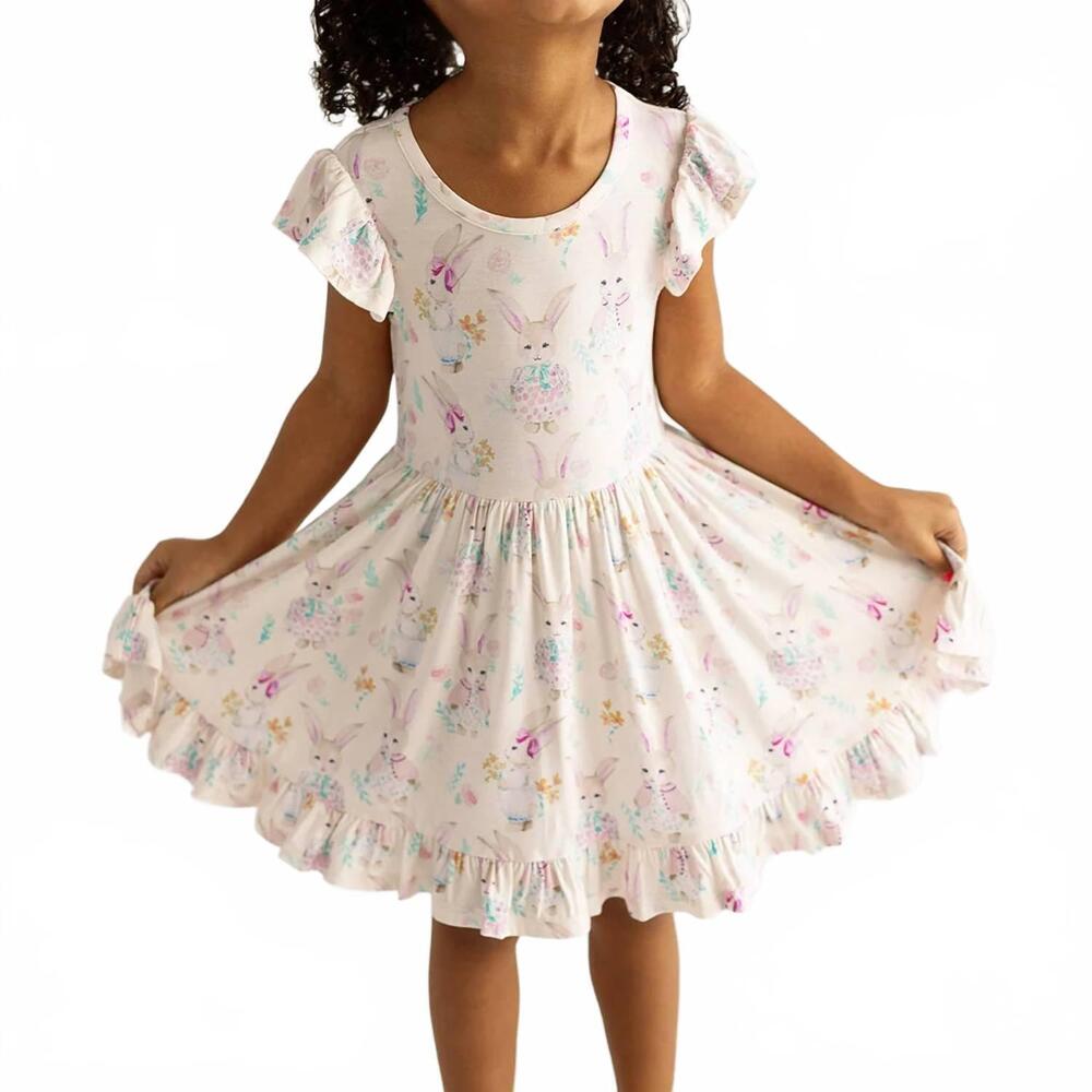 NEW POSH PEANUT girls ruffled twirl dress in clementine